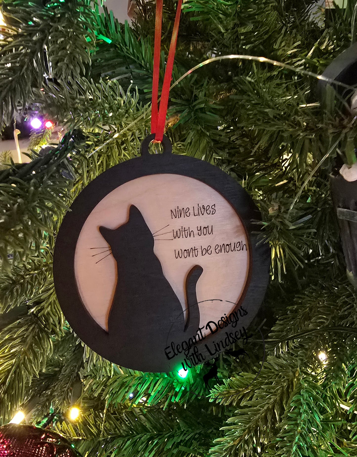 Memorial Cat Wood Ornament