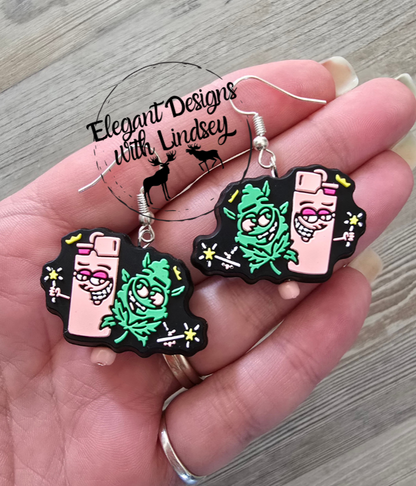 Fairy Lighter & Weed Silicone Bead Earrings