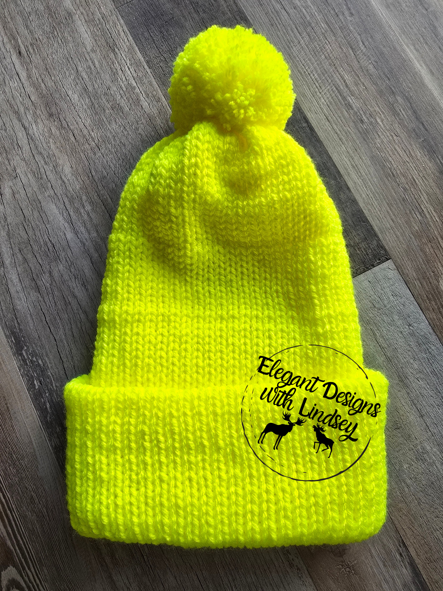 Neon Yellow Winters Hat with Pom