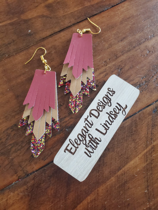 Mini Boho Fringe faux leather earrings