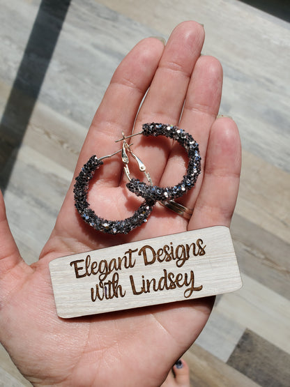 Charcoal gray Glitter Hoop earrings