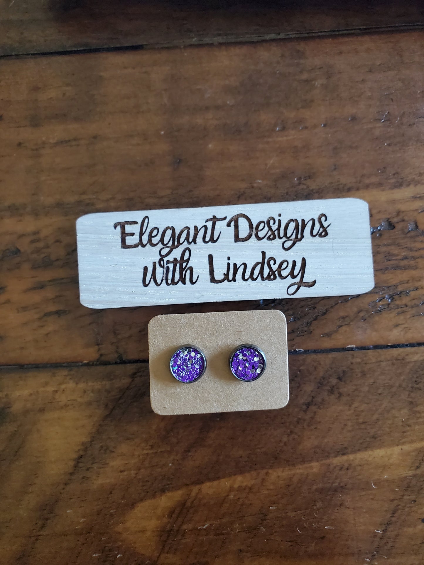 Dark purple glitter Stud Earrings