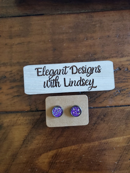 Dark purple glitter Stud Earrings