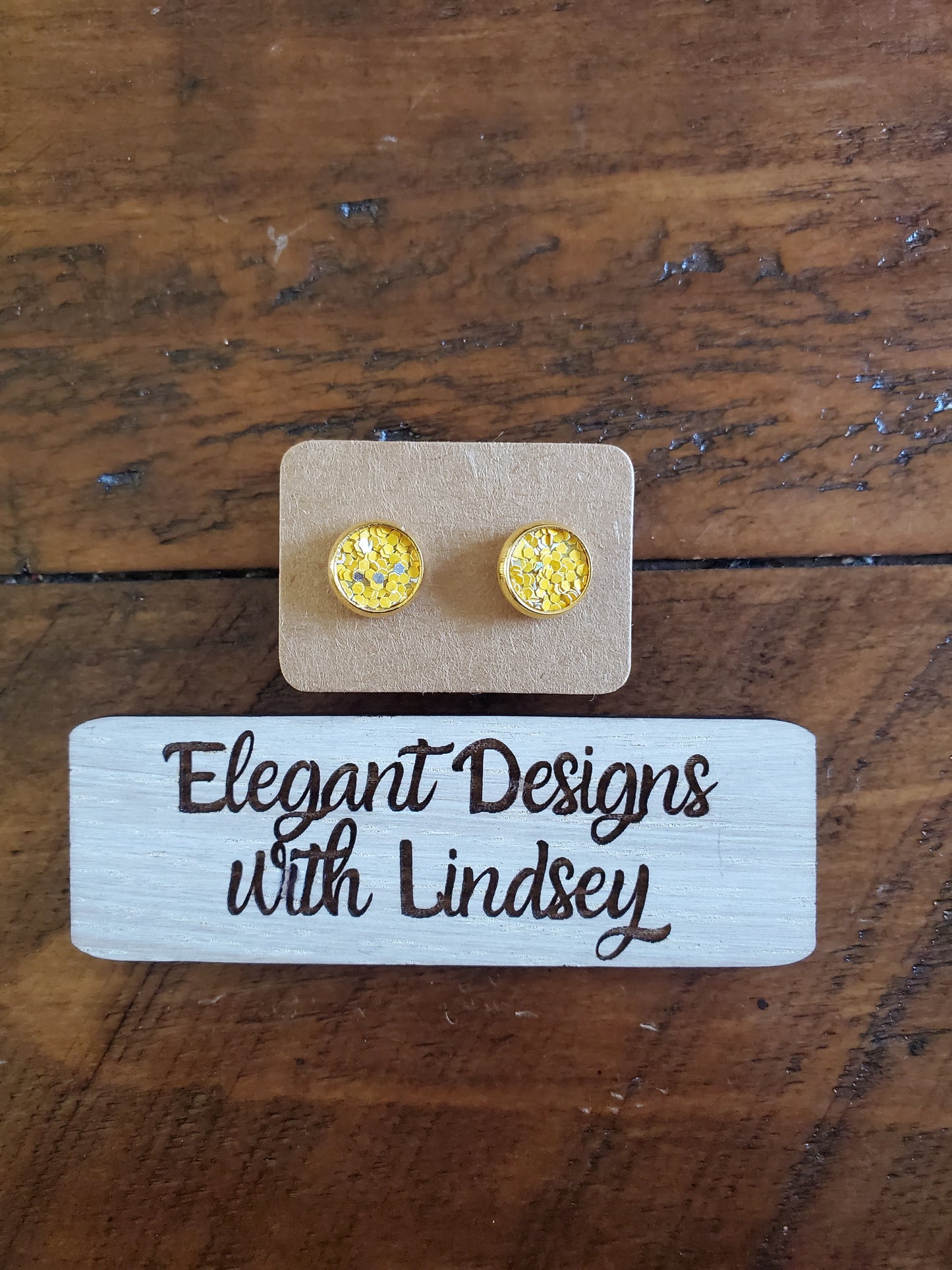 Yellow glitter Stud Earrings