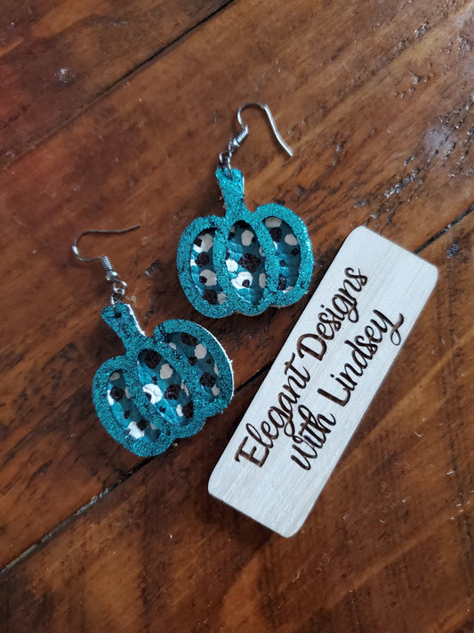 Teal Pumpkin Genuine Leather Earrings