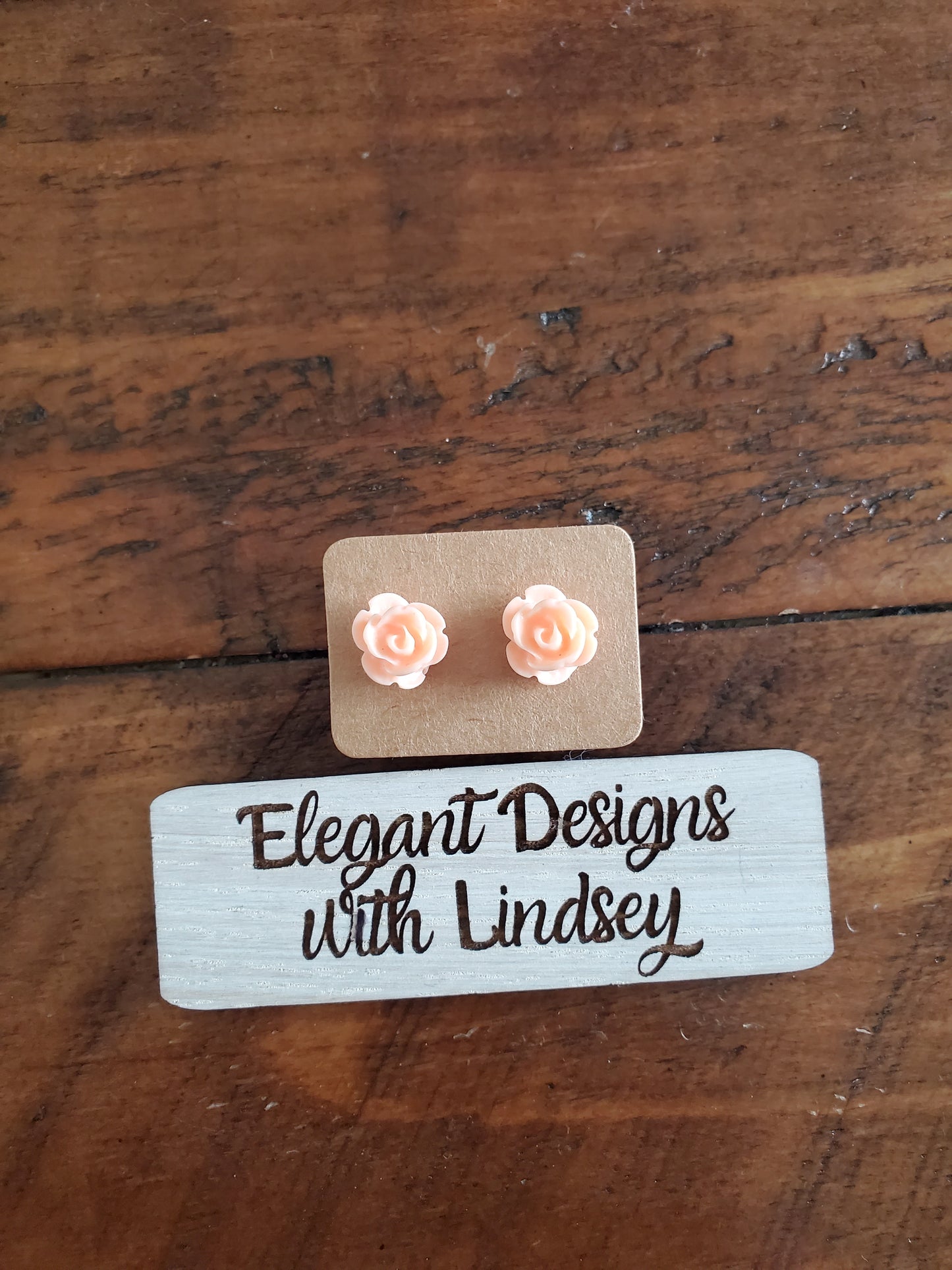 Children's peach rose Stud Earrings