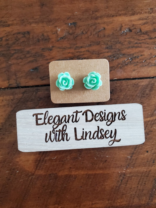 Children's seafoam rose Stud Earrings