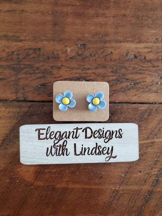 Children's blue flower Stud Earrings