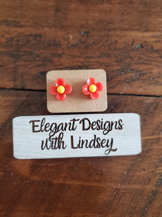 Children's Red flower Stud Earrings