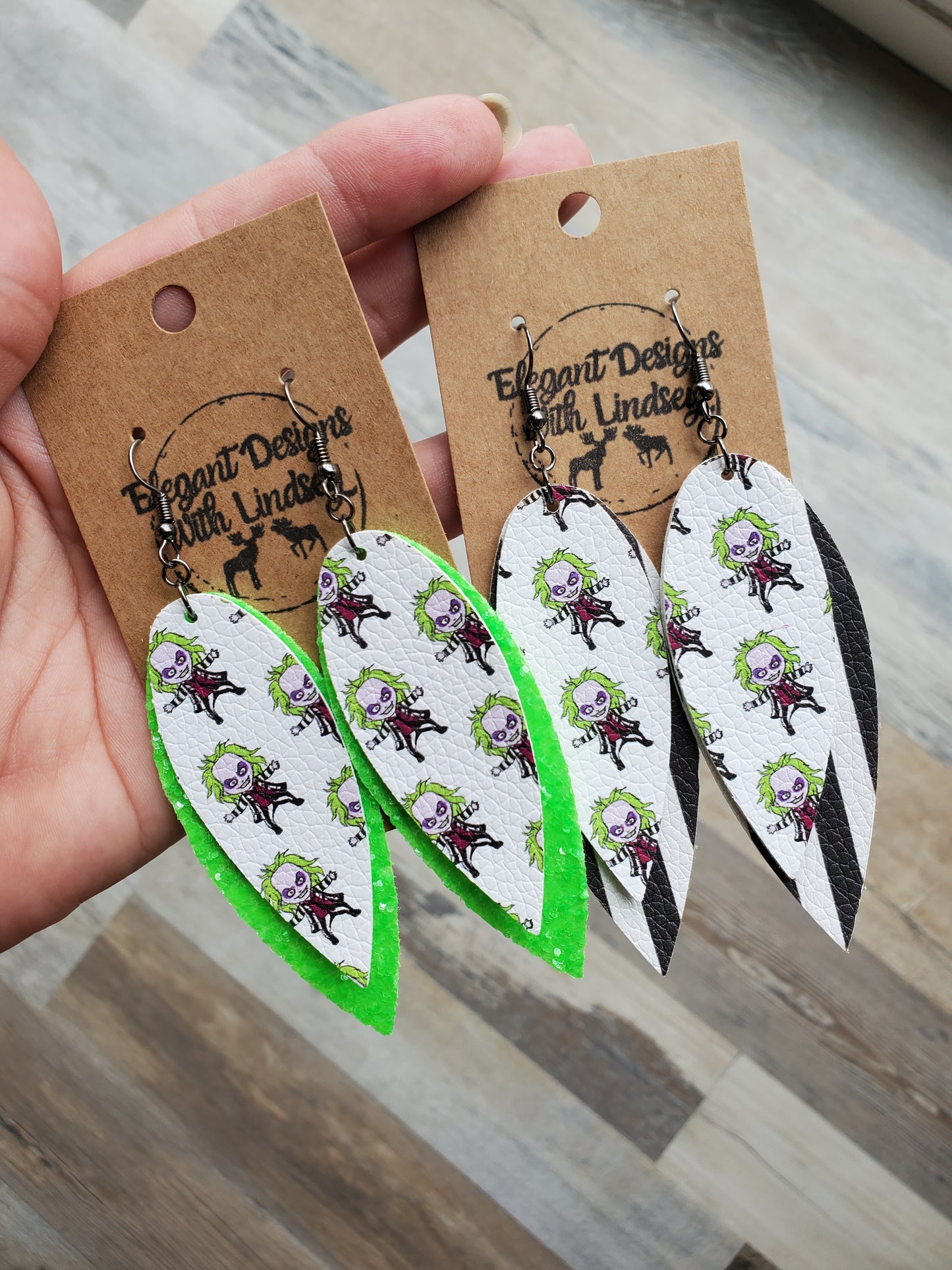 Green hair guy Faux leather earrings