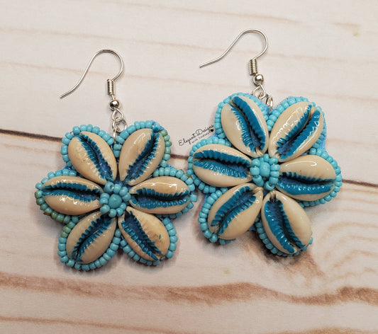 Light Blue flower shell earrings