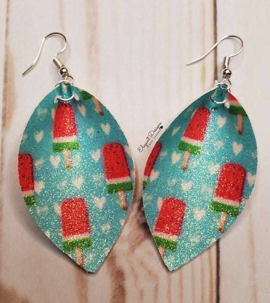 Watermelon Popsicle Faux leather earrings