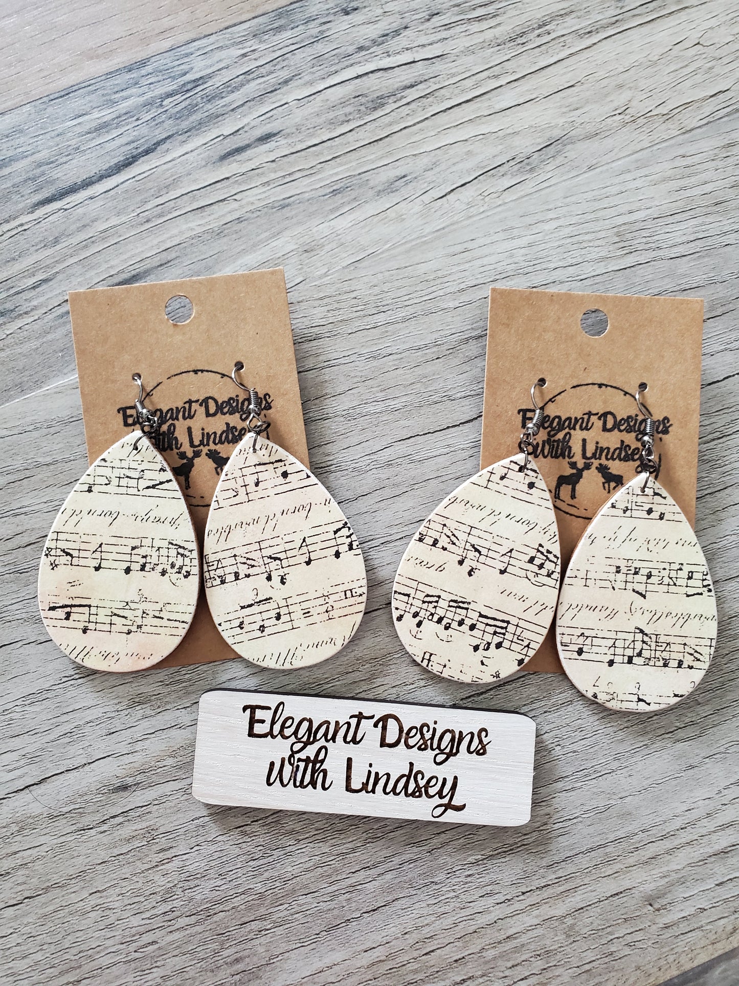 Sheet Music Wood Earrings