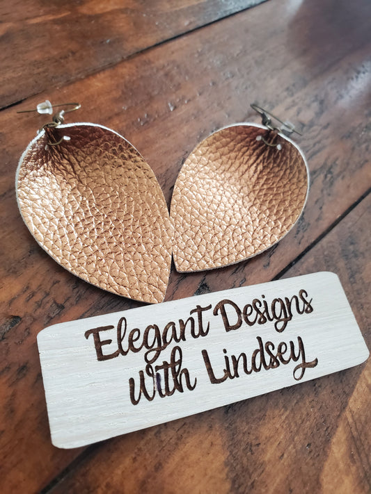 Gold metallic Faux leather earrings