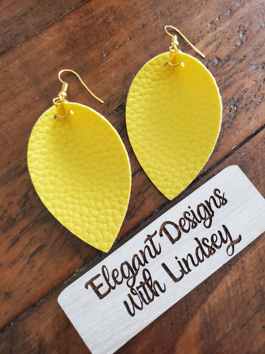 Lemonade Yellow Faux leather earrings