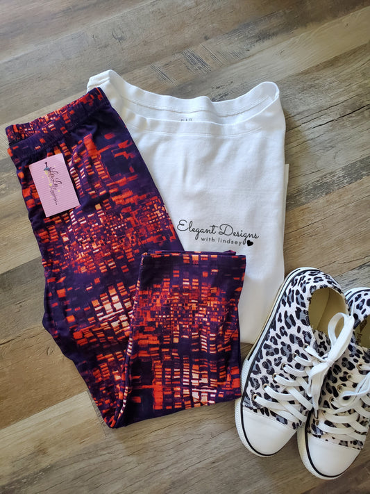 Purple/red Digital Capri Leggings