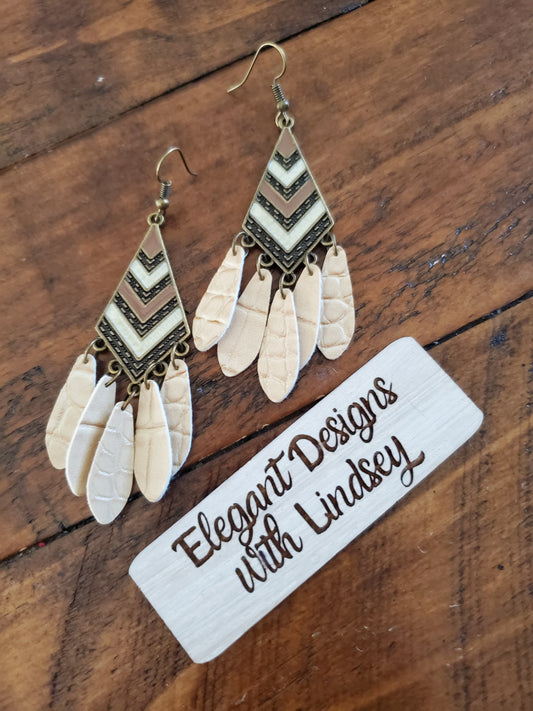 Boho Aztec faux leather earrings