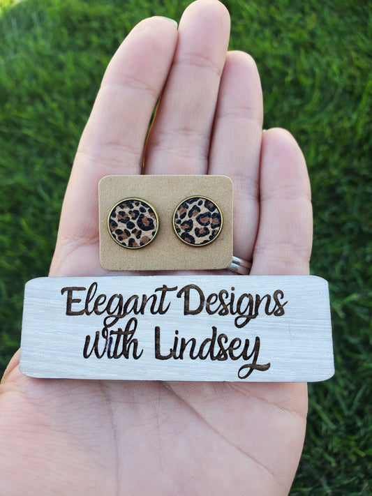 Small print Cheetah Stud Earrings