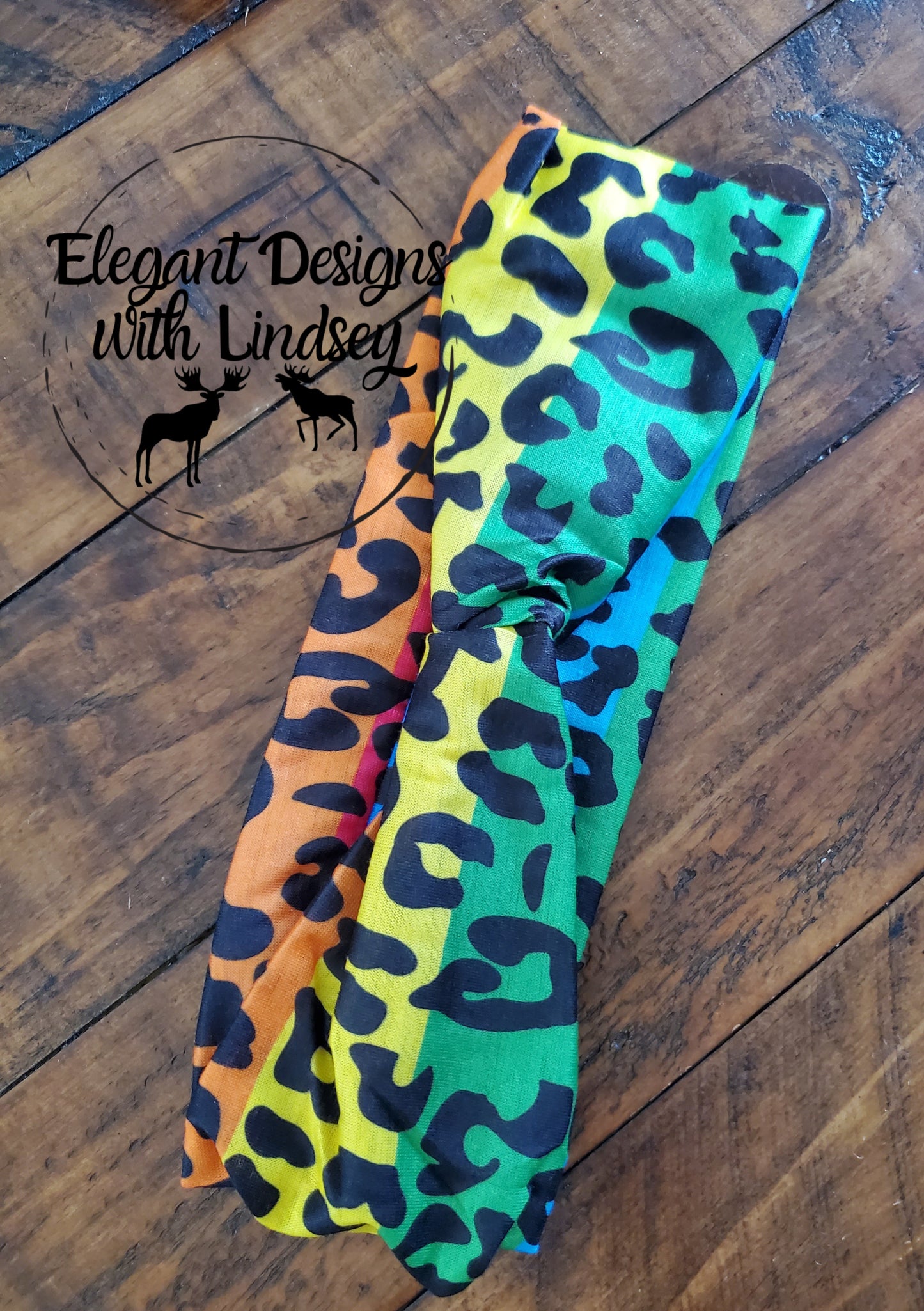 Infinity rainbow striped cheetah headband