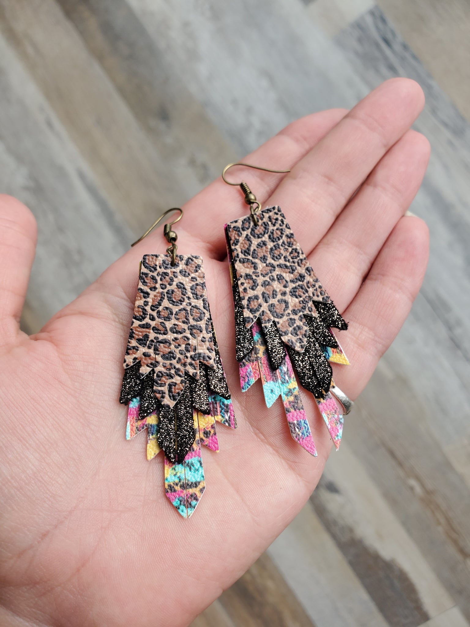 Cheetah shop leather earrings