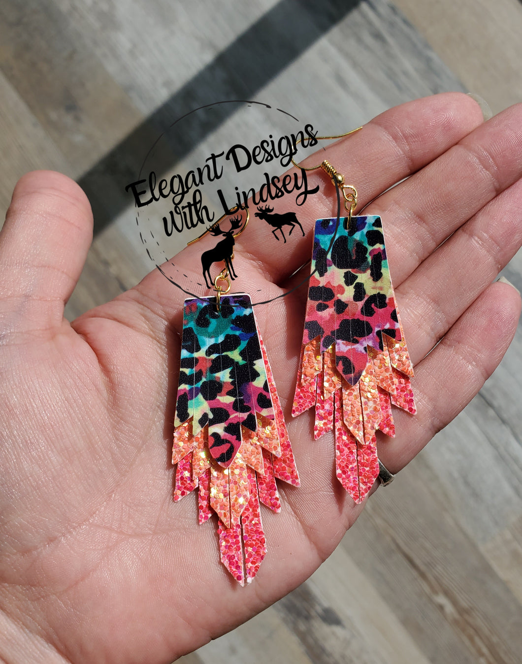 Cheetah leather store earrings