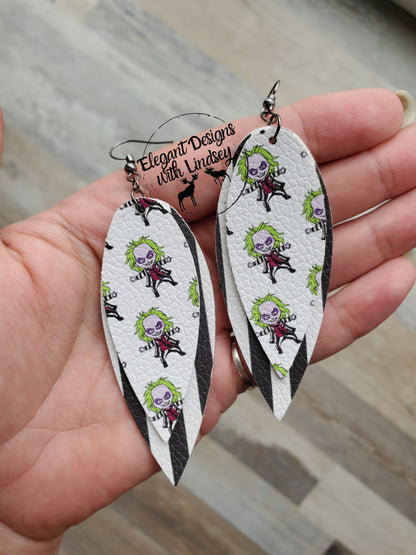 Green hair guy Faux leather earrings