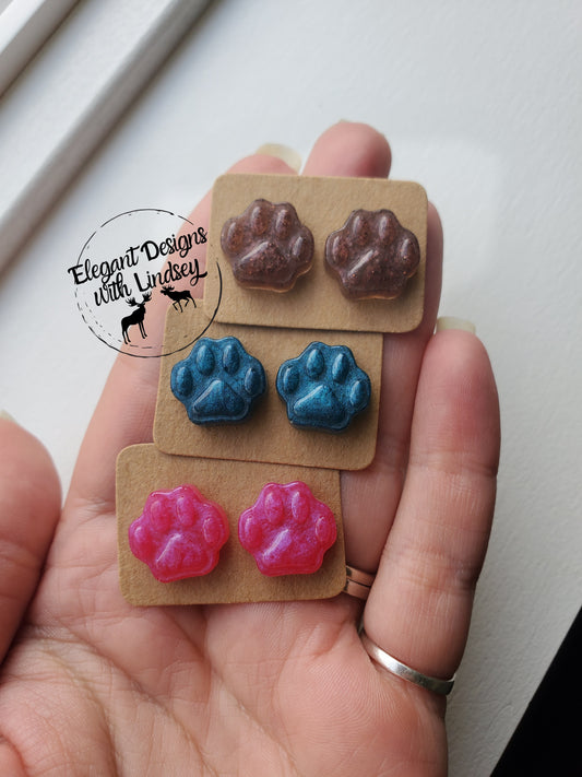 PawPrints Resin Stud Earrings