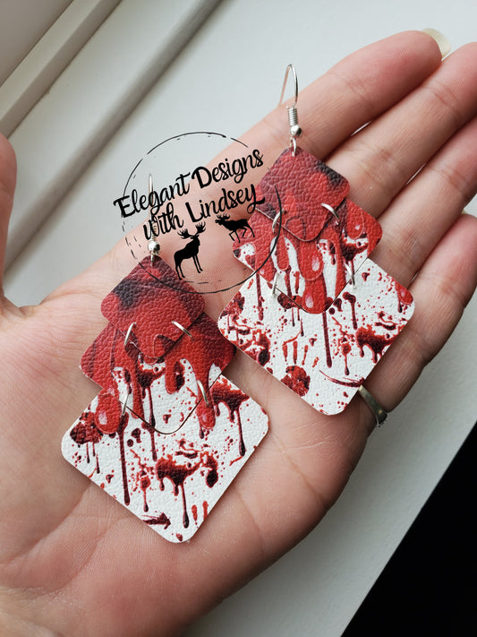 Blood Dripping Faux leather earrings