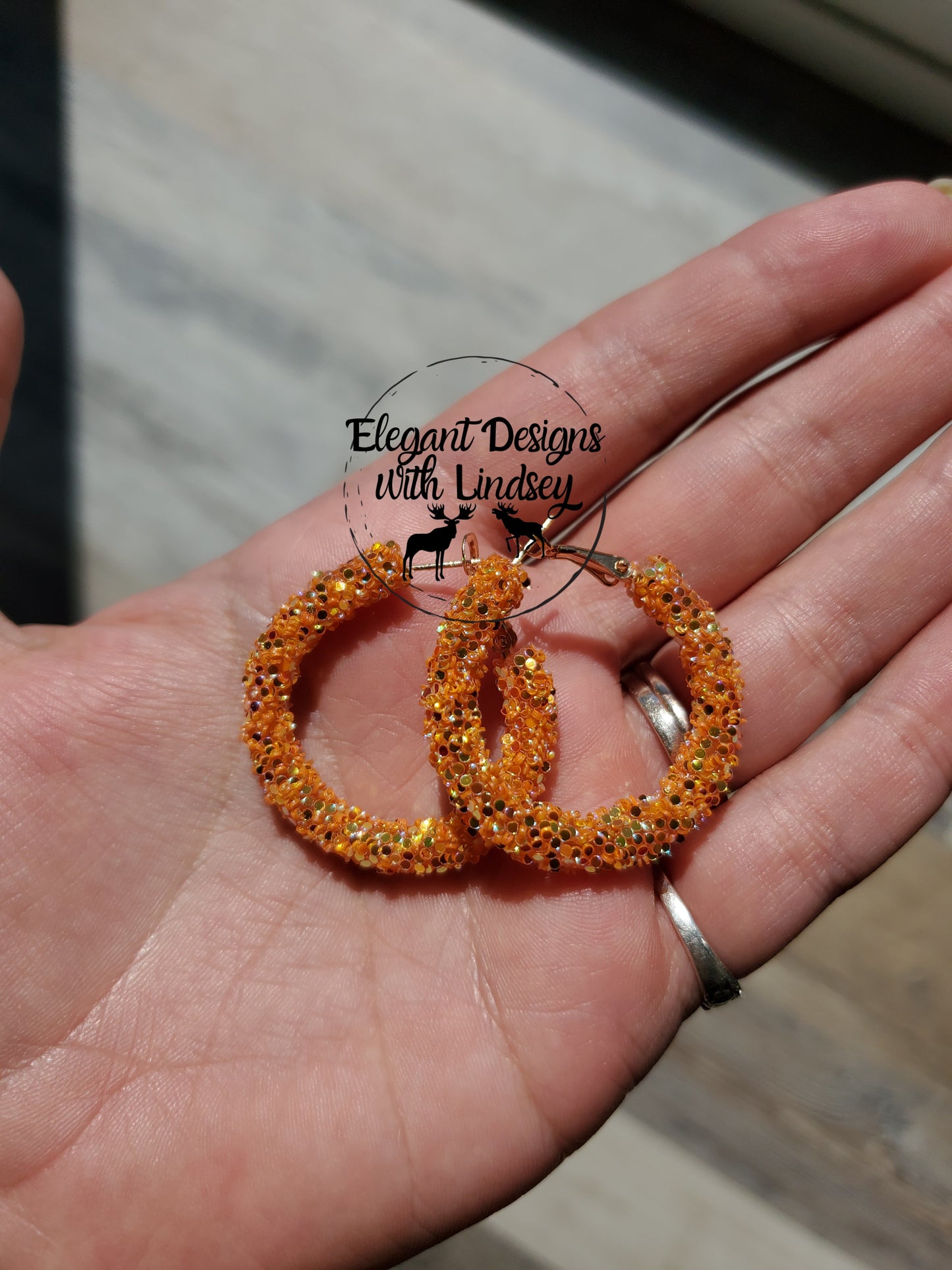 Burnt Orange Glitter Hoop earrings