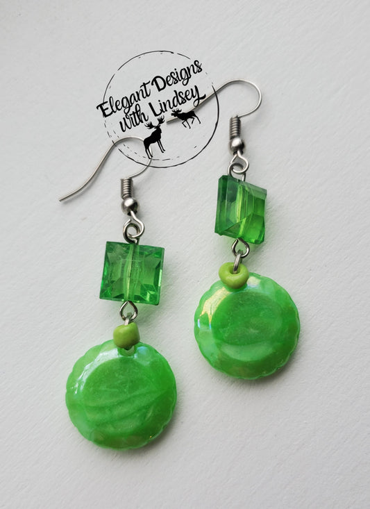 Green bead earrings