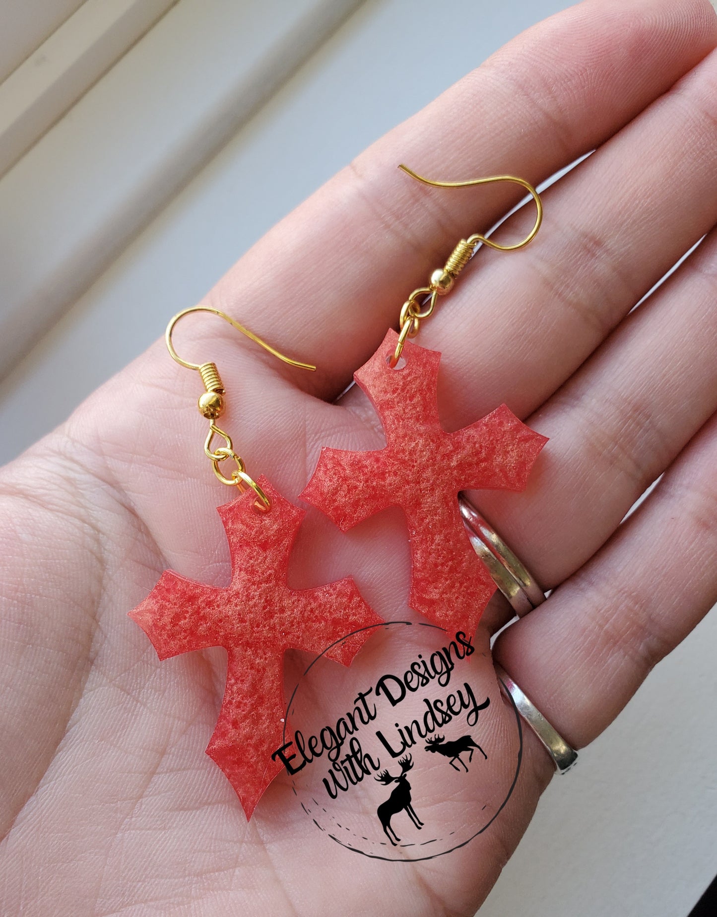 Small Cross Resin Earrings