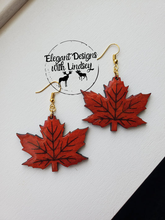 Oak leaf Wood Earrings