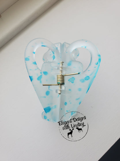 Light Blue Splatter "heart" hair Clip