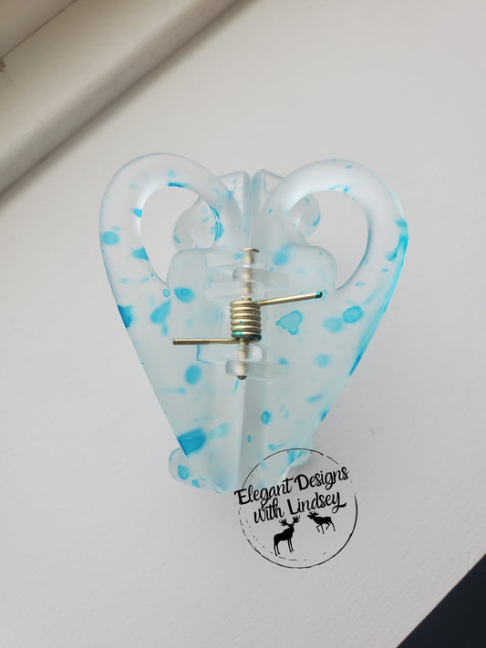 Light Blue Splatter "heart" hair Clip