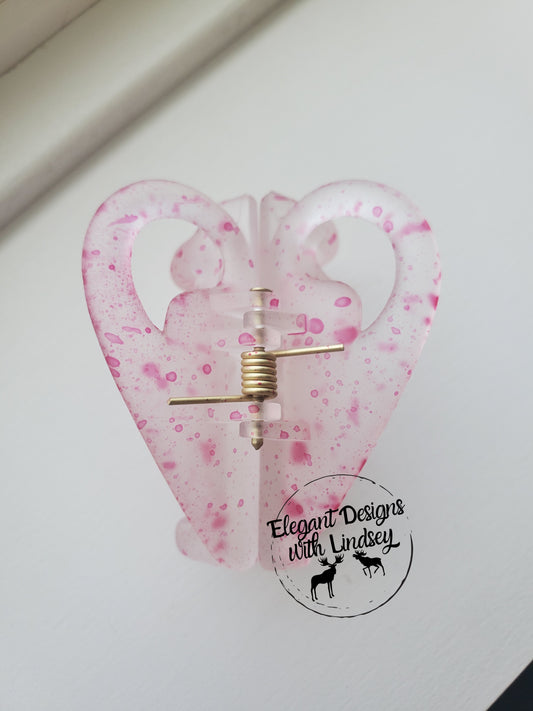 Light Pink Splatter "heart" hair Clip