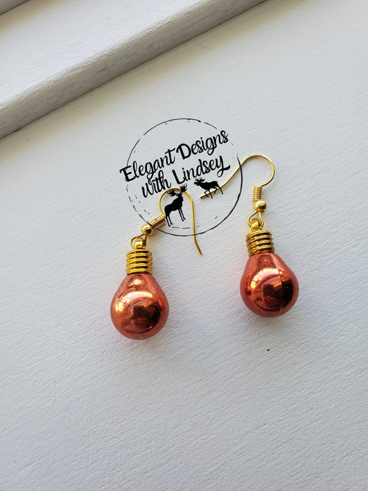 Red Christmas bulb earrings