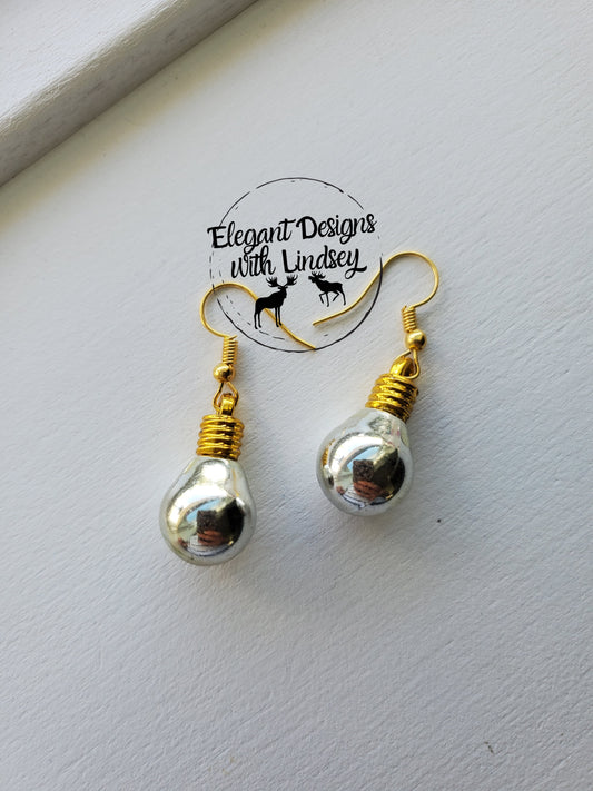 Silver Christmas bulb earrings