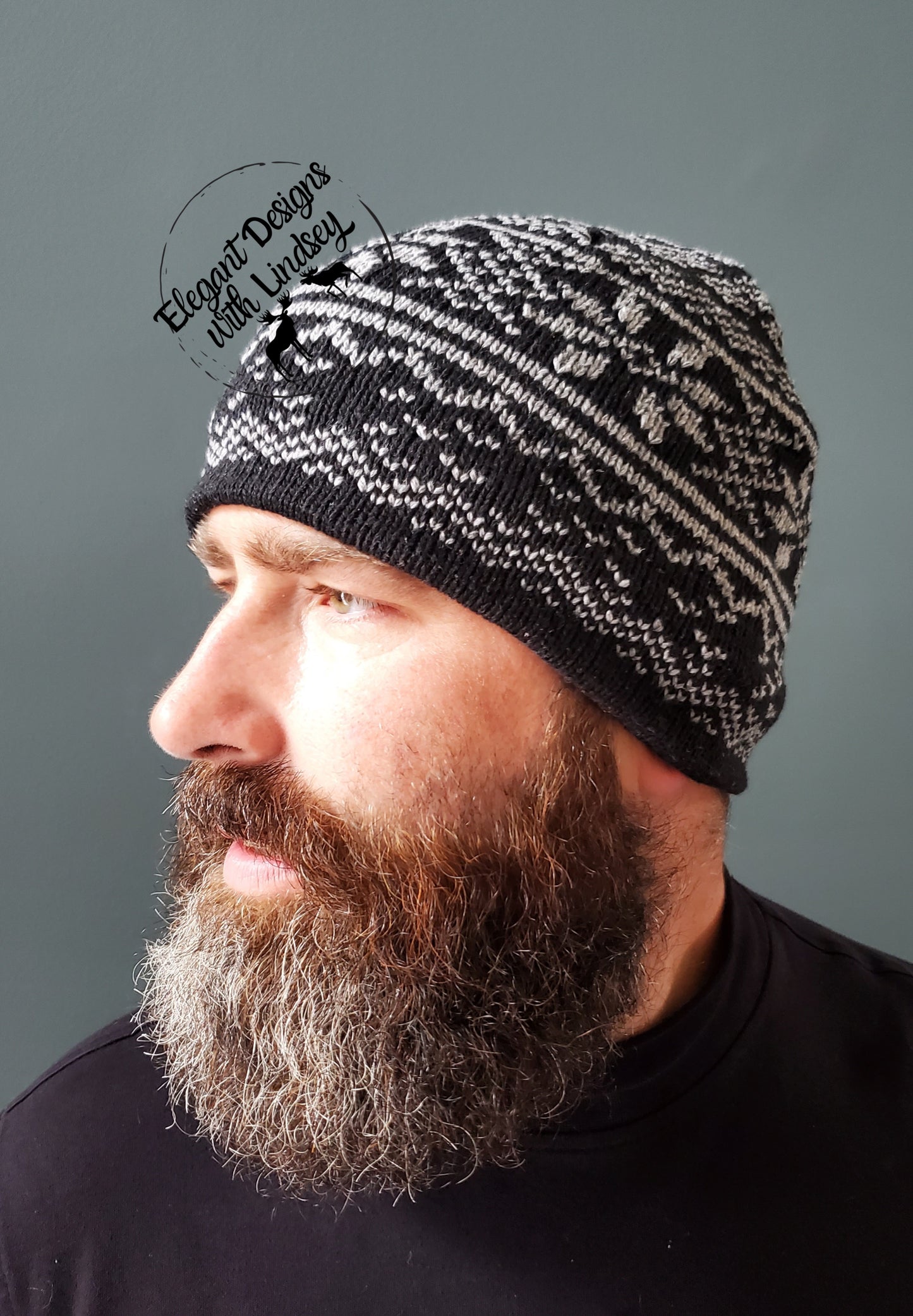 Men's Black fleece lined beanie hat