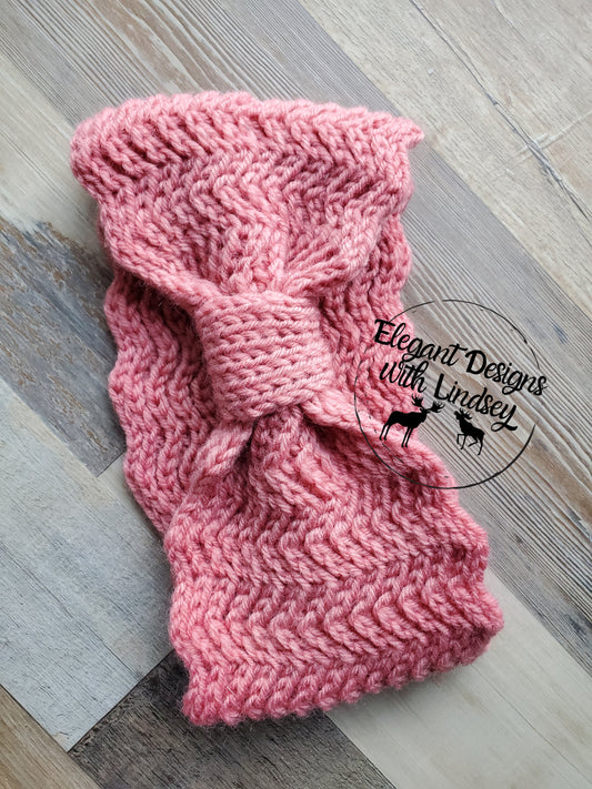 Pink knit headband