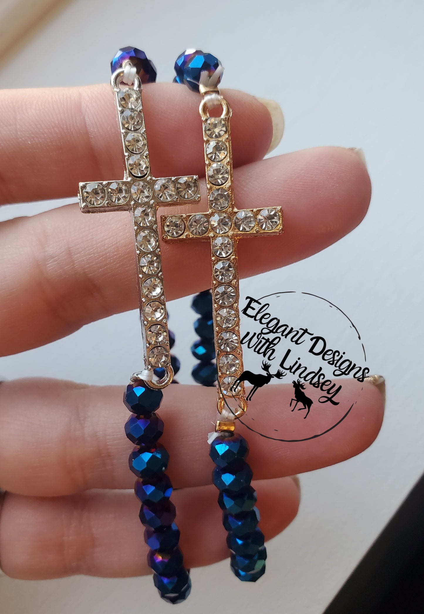 Blue purple holographic Cross bracelet