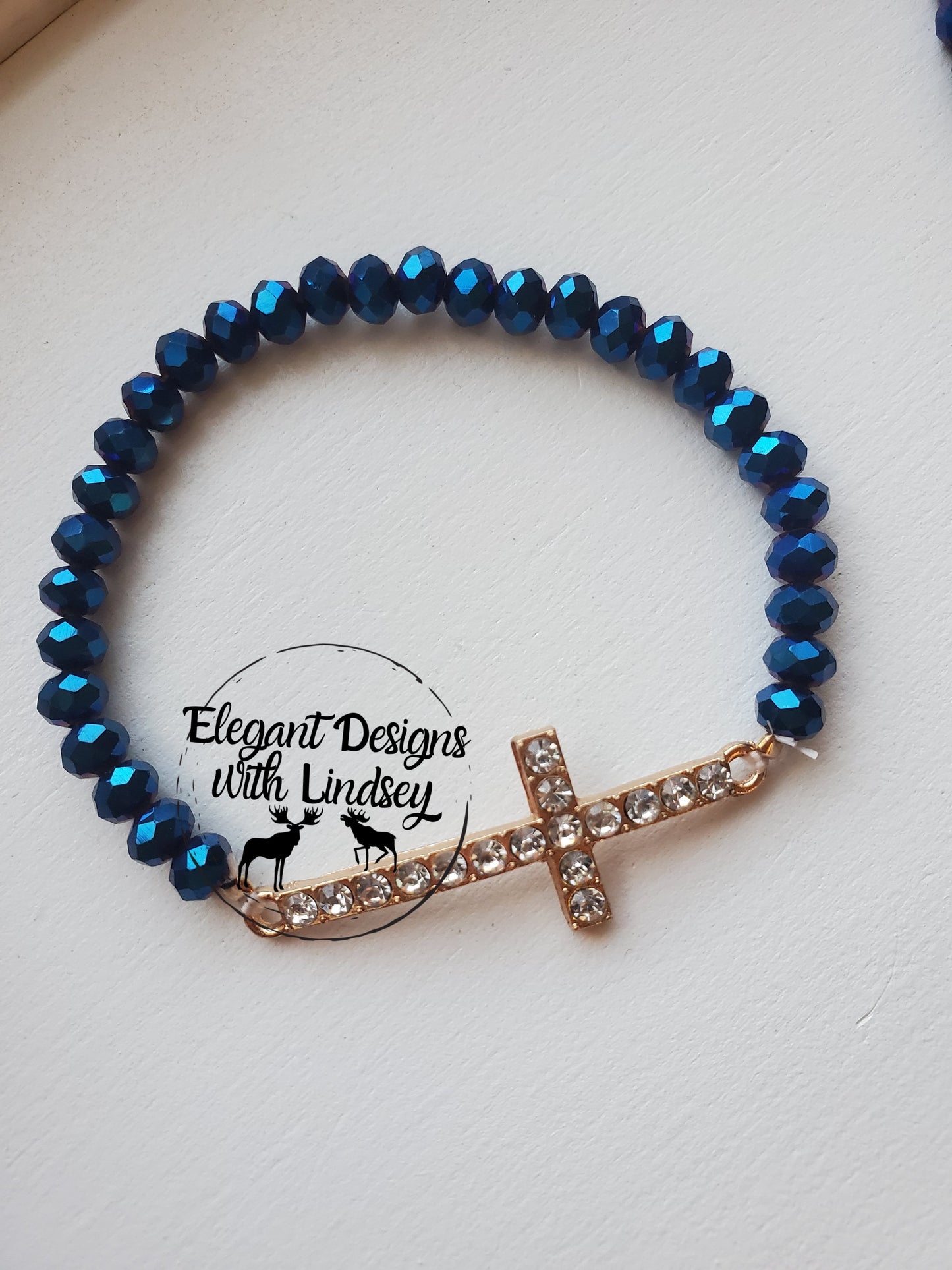 Blue purple holographic Cross bracelet