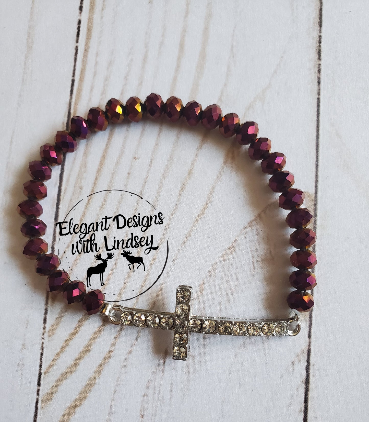 Purple Yellow holographic Cross bracelet