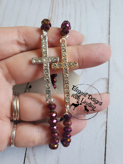 Purple Yellow holographic Cross bracelet