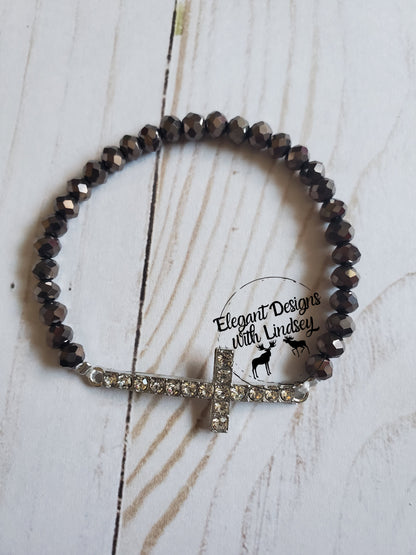 Gunmetal Cross bracelet