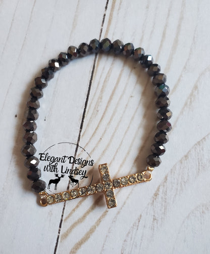 Gunmetal Cross bracelet