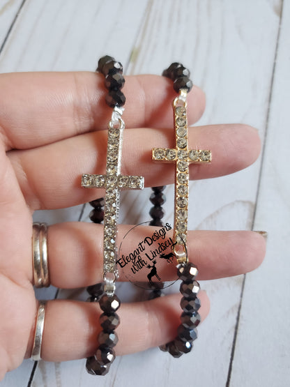 Gunmetal Cross bracelet