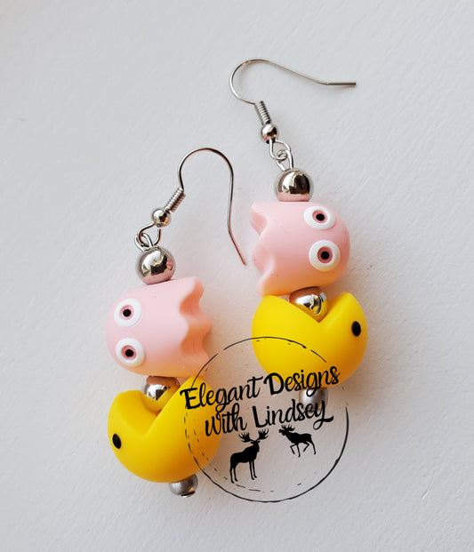 Pinky and Chomper Silicone Bead Earrings