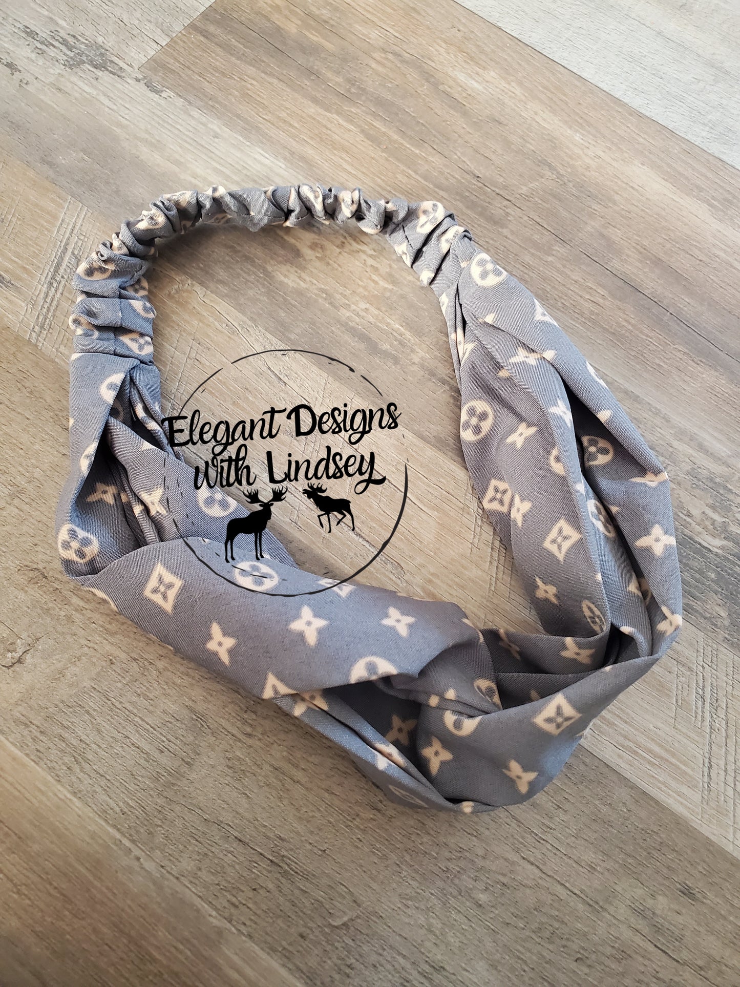 Gray/Tan Infinity knot headband