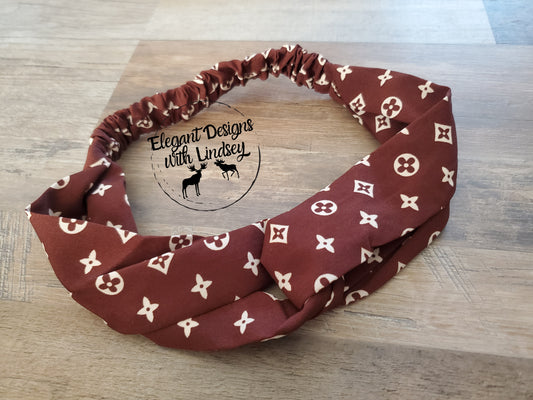 Brown/white Infinity knot headband