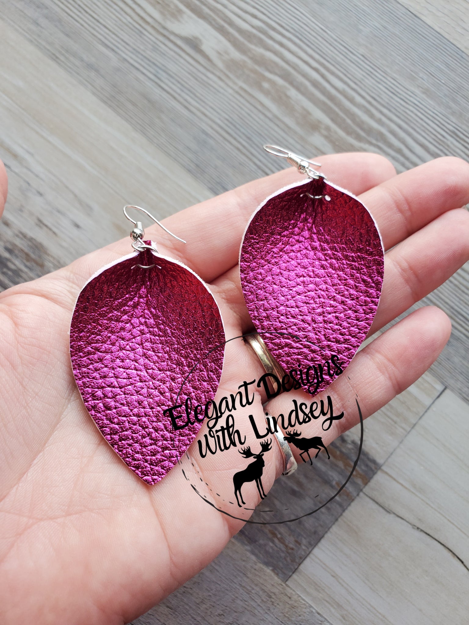 Pink leather deals earrings